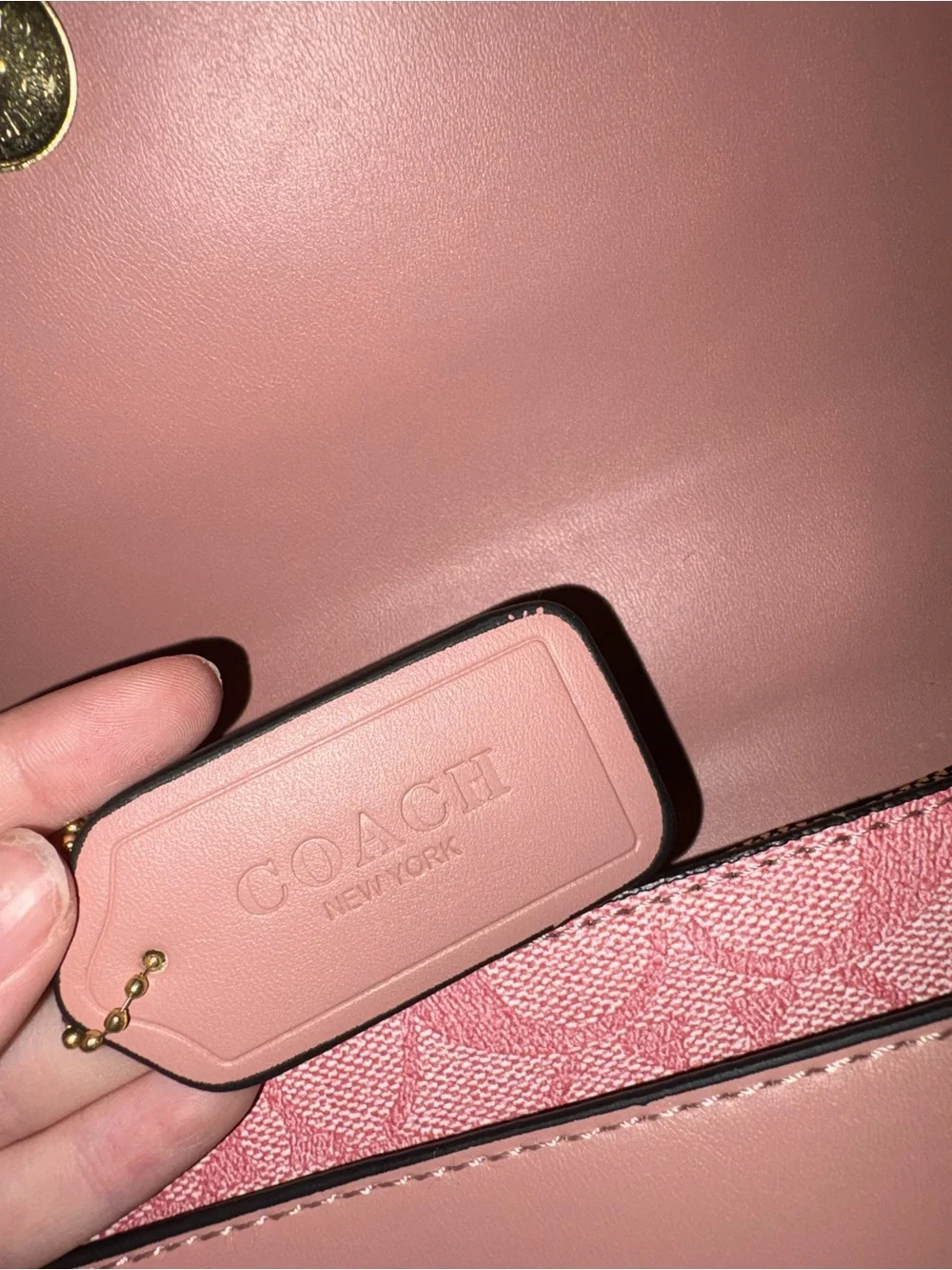 Coach Pink Signature Crossbody with Gold Hardware